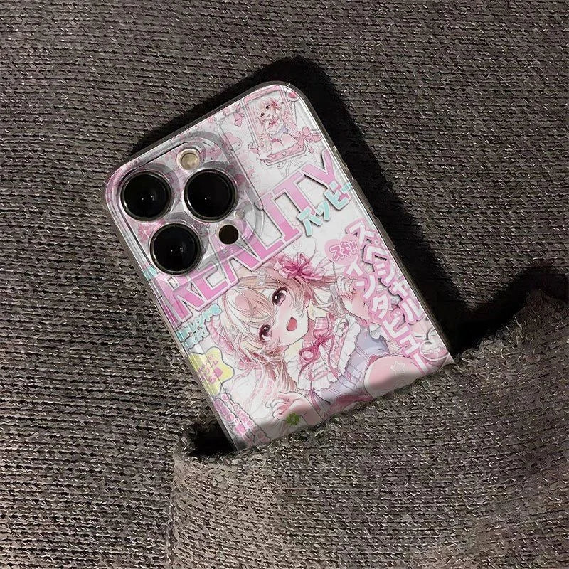 Sweet Pink Anime Glow Phone Case For Samsung S26 S25 S24 S23 S22 S21 S20 FE Note20 Note10 Plus Ultra Lite Edge 5G Clear Soft TPU