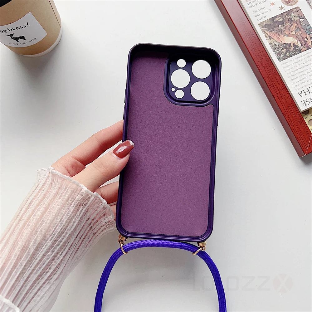 Lanyard Strap Soft Phone Case For iPhone 17 16 15 11 12 13 14 Pro Max 8 7 Plus XS X For Magsafe Magnetic Wireless Charging Cover