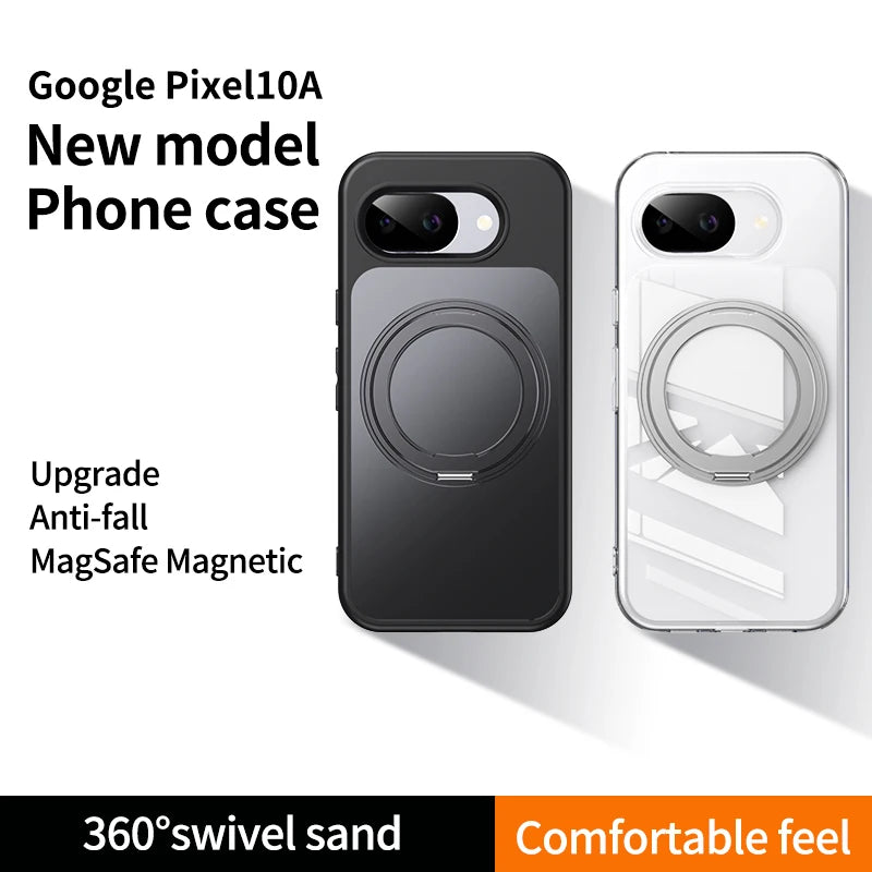 For Google Pixel 10a Case For MagSafe Magnetic 360 Holder Ring Cover Matte Transparent Shell Shockproof Bumper