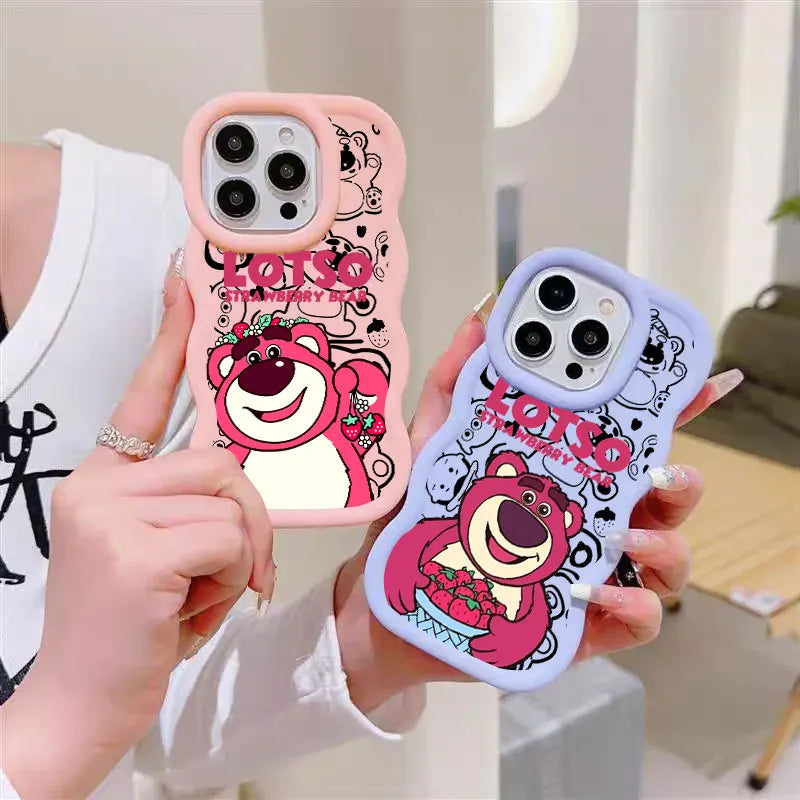 Lotso Strawberry Bear Candy Color Phone Case For iPhone 17 16 15 14 Plus 11 Pro Max 13 12 Mini 17Air 17E 16E Soft Silicone Cover