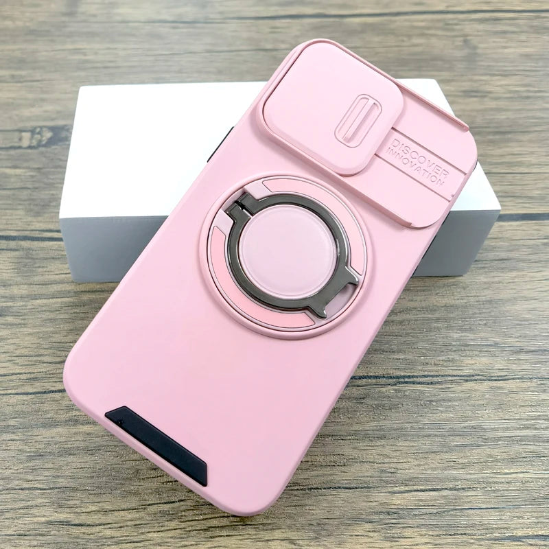 Shockproof Armor Case For iPhone 17 16 15 14 13 12 11 Pro Max 17Pro 16Pro iPhone17 Camera Lens Slide Cap Full Cover Stand Holder