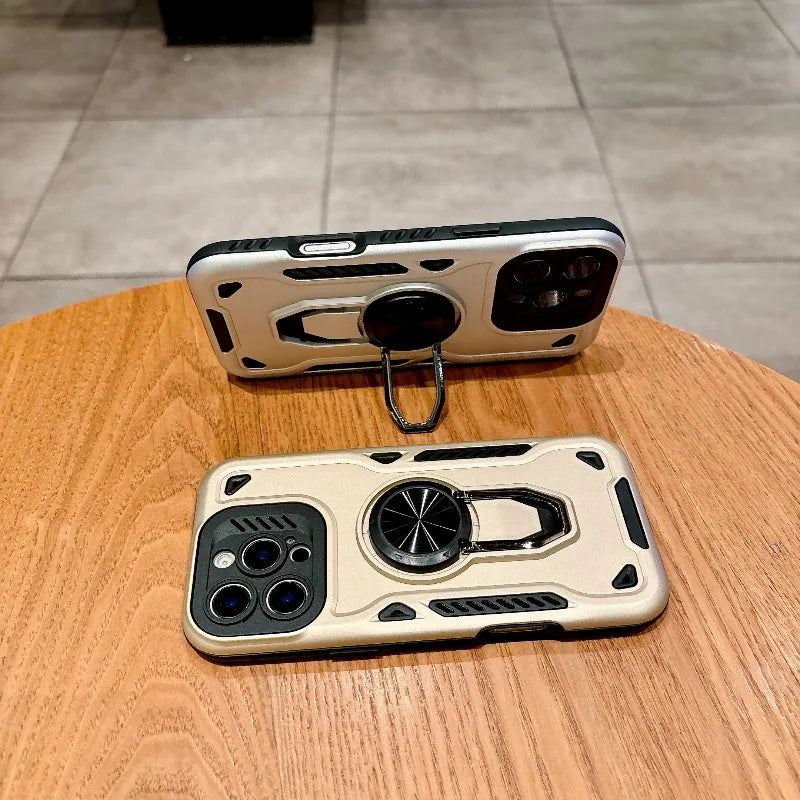 Luxury Armored 360° Rotating Metal Ring 2 in 1 Protective Case, Suitable for iPhone 11 12 13 14 15 16 17 Air Pro Max Plus Case