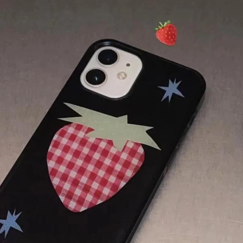 Korean ins Style Sweet Strawberry Phone Case for Samsung Galaxy A56 A55 A36 A35 A26 A25 A15 5G A24 A23 A22 A52 A71 A72 4G Cover