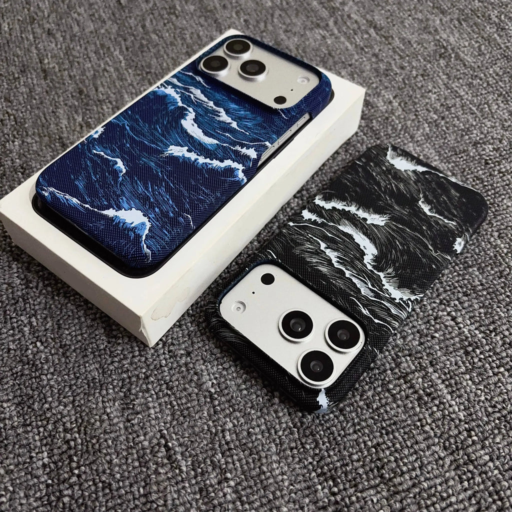 Frameless Ultra Thin Carbon Fiber Magnetic Case For iPhone Air 17 12 13 14 15 16 Pro Max Plus Kevlar Texture Matte PC Hard Cover