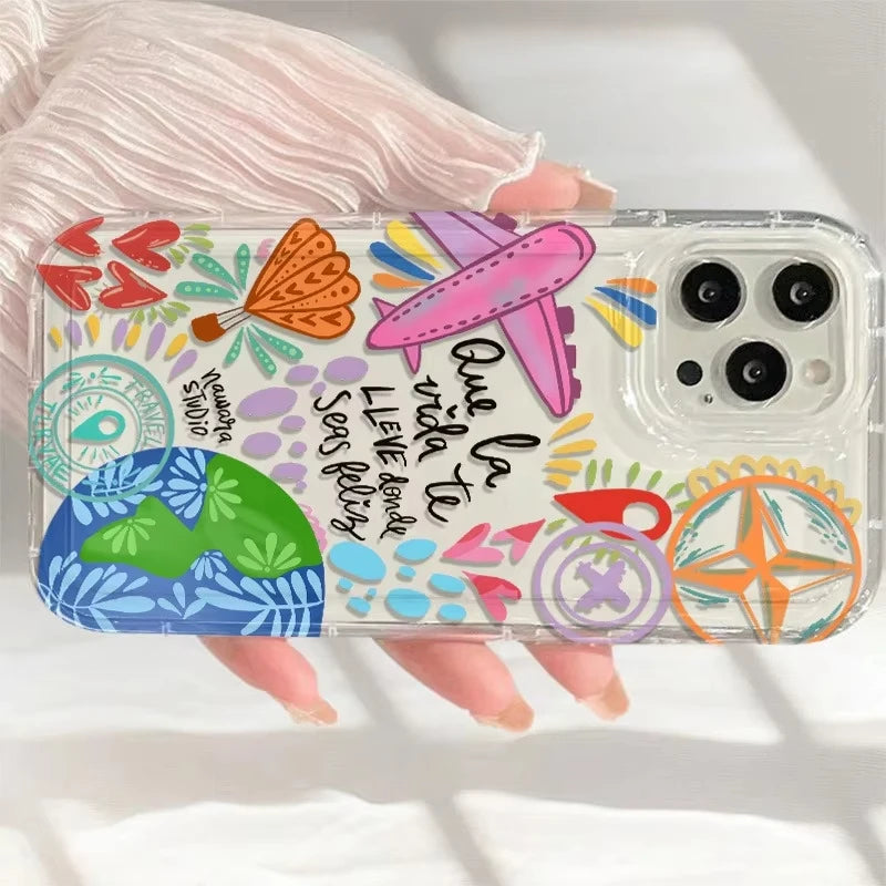 World Travel Pattern Soft Phone Case For iPhone 16 15 14 Plus 17 13 12 11 Pro Max X XS XR XS MAX 16E 17Air Full Protection Cover