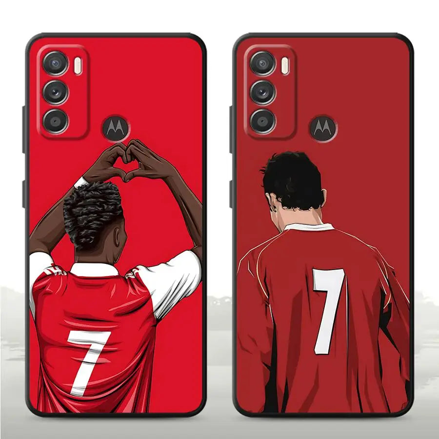Football Star Numbers Phone Case for Motorola Moto G73 G60 G22 G71 G52 G53 Edge 40 30Pro 20 G50 G30 G72 G51 Soft Cover