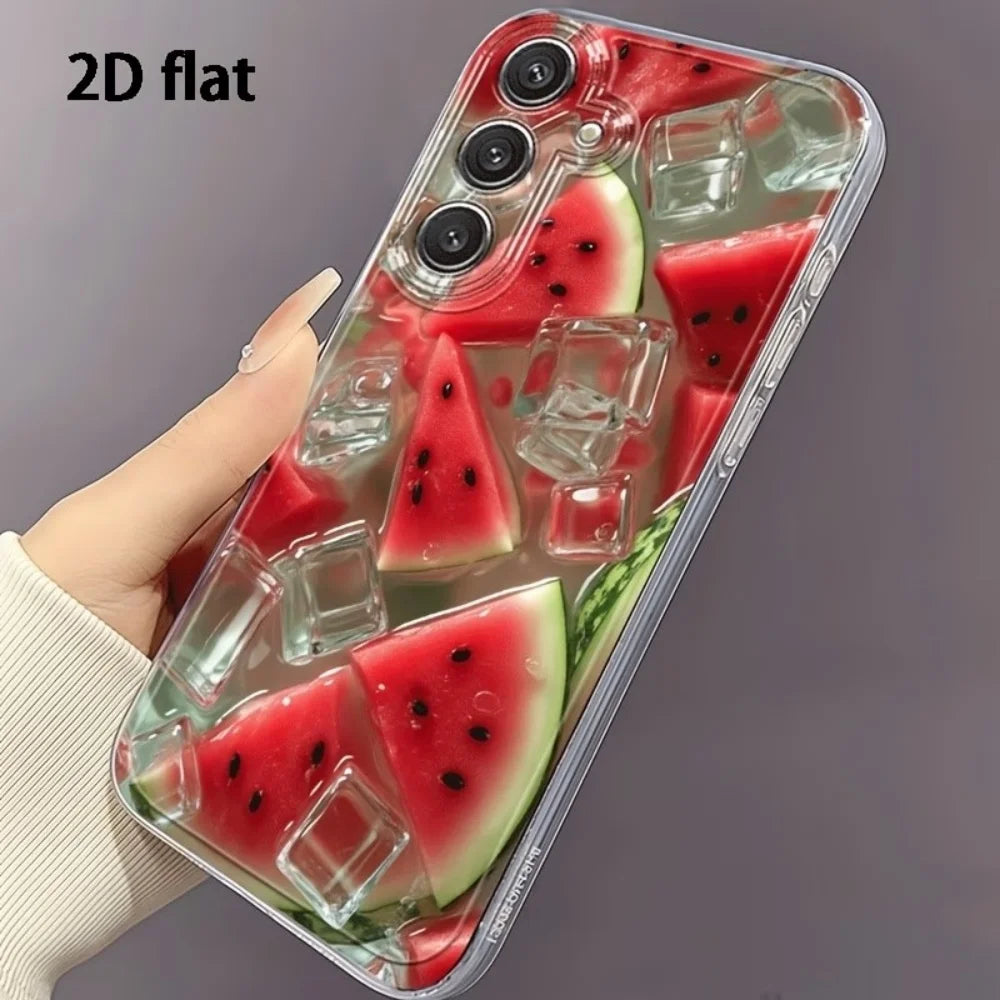 Summer Iced Watermelon Pattern TPU Phone Case For Samsung Galaxy S26 S25 S24 S23 S22 S21 S20 Ultra Plus FE Edge 2022 5G Cover