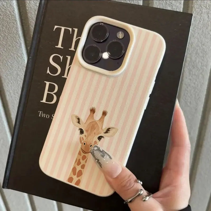 Cute Pink Striped Giraffe Pattern Phone Case For iPhone 17 16 Pro Max 16 15 14 Plus 13 12 11 Pro Max 17Air X XR XS Soft Cover