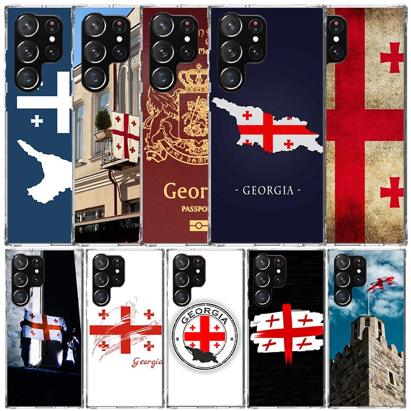 Georgia Flag Phone Case For Samsung Galaxy S24 S25 Edge S26 Ultra S22 S23 Plus S21 + S20 FE Soft TPU Back Cover Galaxy S25 S22 S