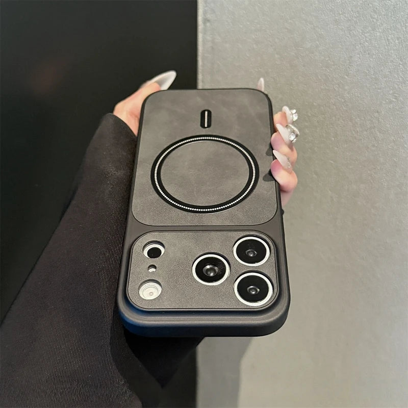 Luxury Magnetic Leather Phone Case For iPhone 13 14 15 16 17 Pro Max Air Magsafe Bumper Back Shockproof Case Cover
