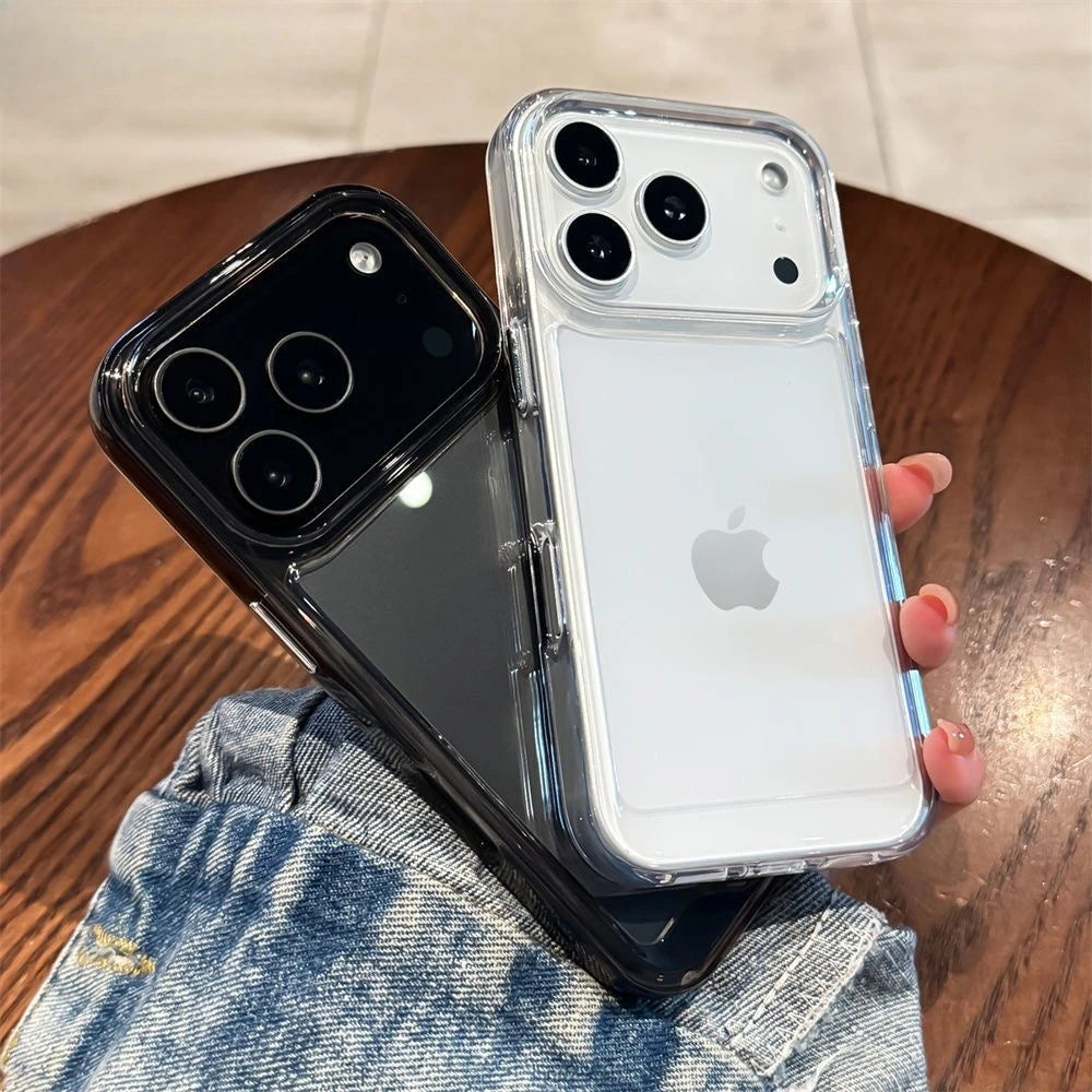 New Transparent Acrylic Clear Case for iPhone 17 Pro Max 16 Plus 11 12 13 14 15 16 Pro Max Plus Xs Max Xr Air Metal Button Cover