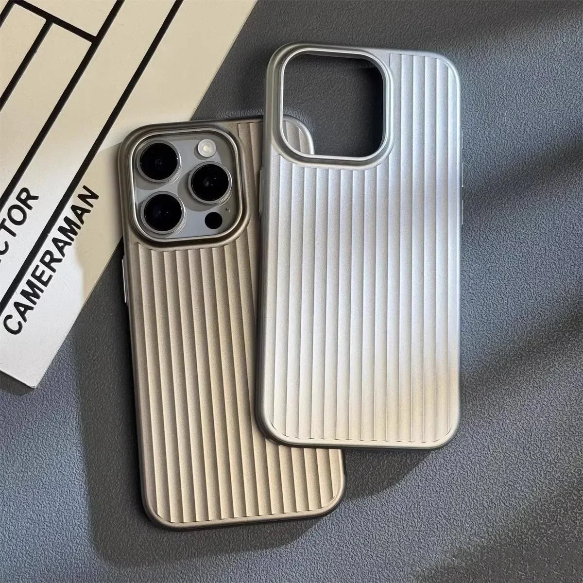 Luxury Plating Stripes Case for IPhone 13 14 15 16 17 Pro Max Air Ultra Thin Matte Cover for IPhone 15 Plus Hard Shockroof Case