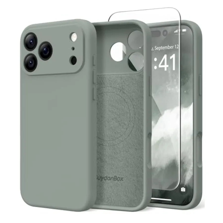 Magnetic for iPhone 17 Pro Case, Compatible with MagSafe, [Full Camera Protection][Screen Protector] Silicone Shockproof Protec