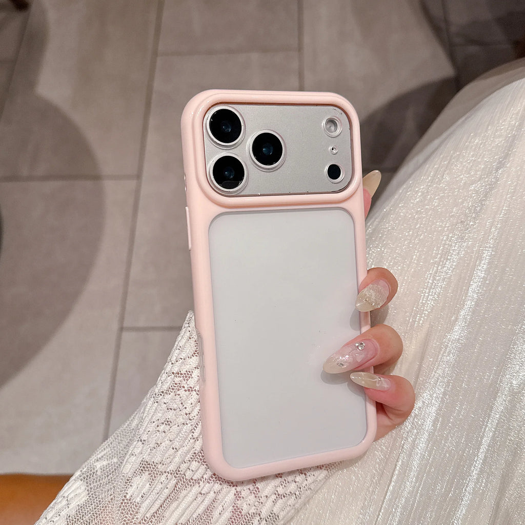 Luxury Clear Phone Case For Iphone 13 14 15 16 17 Pro Max TPU Soft Frame Transparent Back Panel Cover Large Window Phone Shell