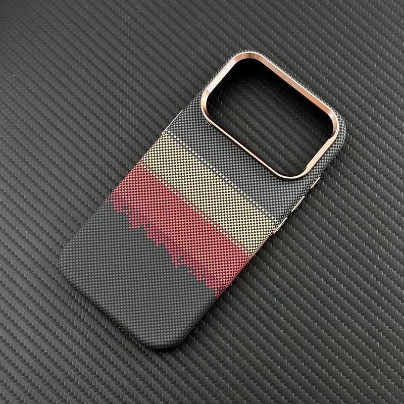 Luxury Ultra Thin Carbon Fiber for Magsafe Case for iPhone 15 16 17 Pro Max Magnetic Wireless Charging Alloy Shockproof Cover