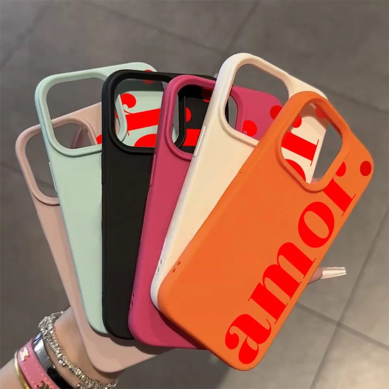 The Red Artistic Letter Pattern Phone Case For iPhone 17 16 15 14 13 12 11 Pro Max 17 Air 16E XS X XR Plus Shockproof Soft Cover