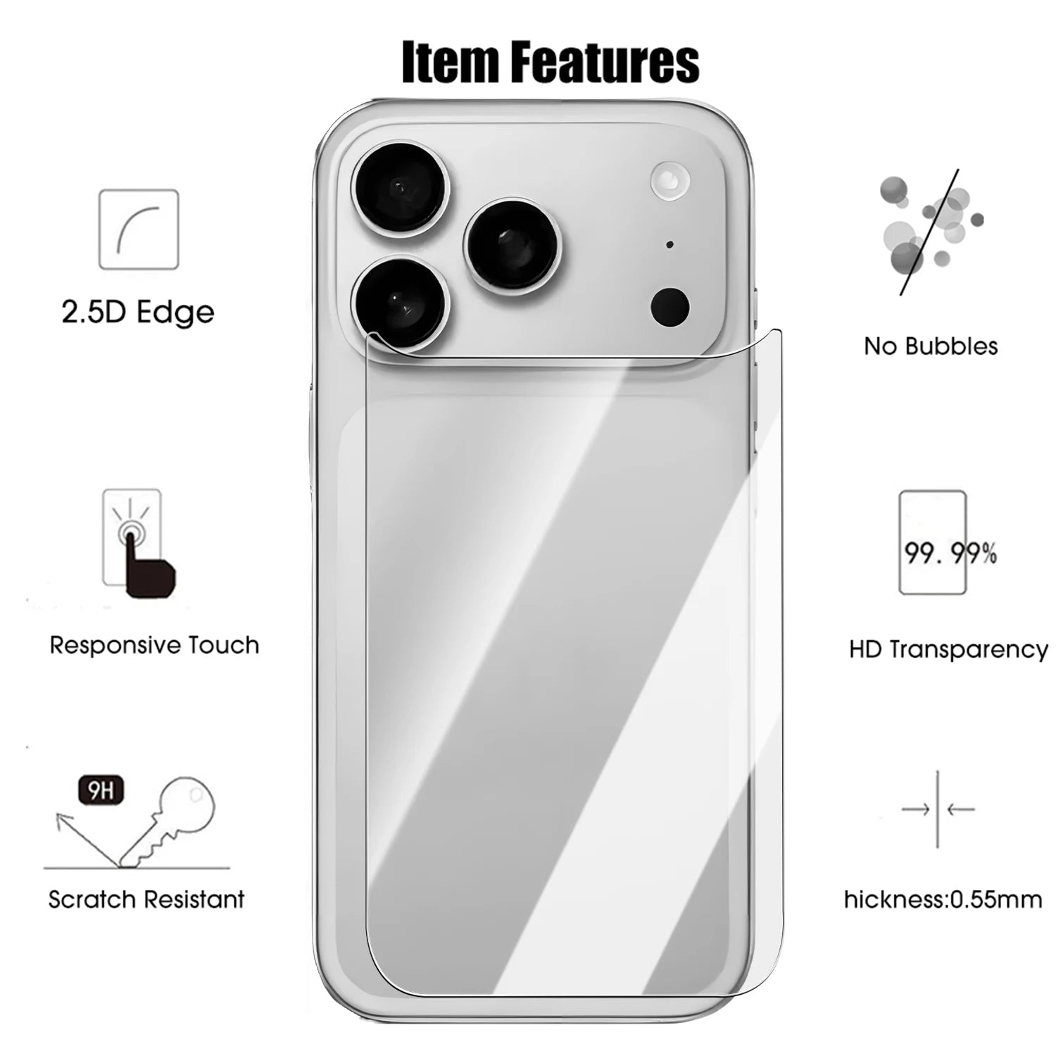 4in1 Tempered Glass Back Protector For iPhone 17 Air 16 15 14 Plus Pro Max 17Air 17Pro 9H Camera Lens Film For iPhone17 iPhone16