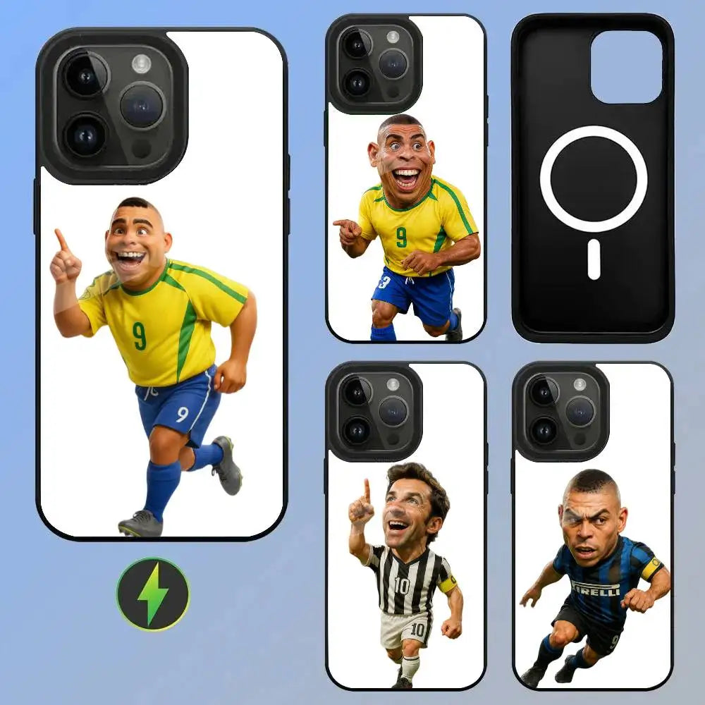 Football superstar Ronaldo Wireless Charging Glass Texture Printed Phone Case For iPhone 11/12/13/14/15/16/17 Plus, Pro, Pro Max