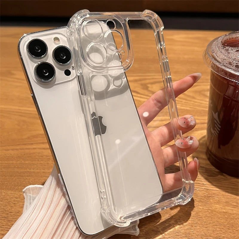 Luxury Shockproof Transparent Case For iPhone 17 16 15 14 13 12 11 Pro Max X Xs XR Max 7 8 Plus SE Clear Soft Bumper Cases 2030