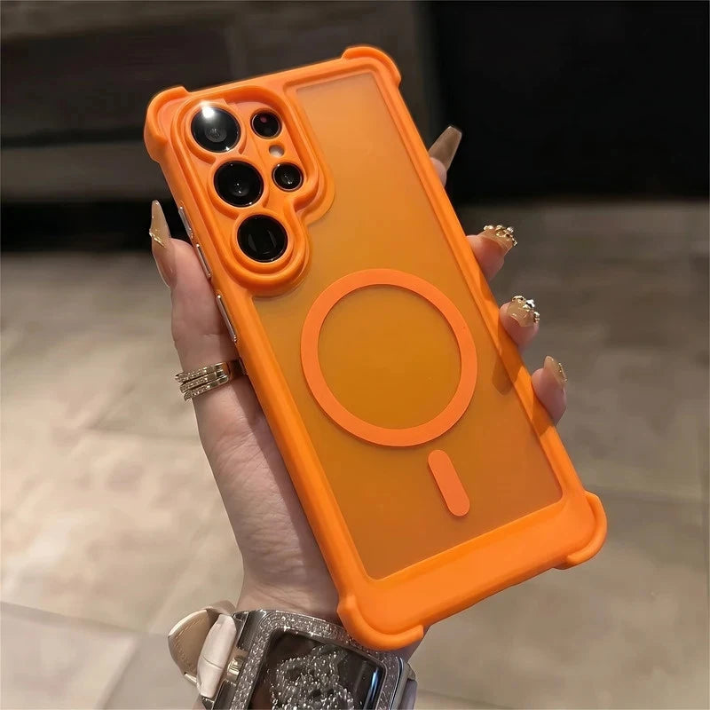 Luxury Matte Translucent Four Corners Shockproof Magnetic Phone Case for Samsung Galaxy S26 S25 S24 Ultra Plus for Magsafe Cover