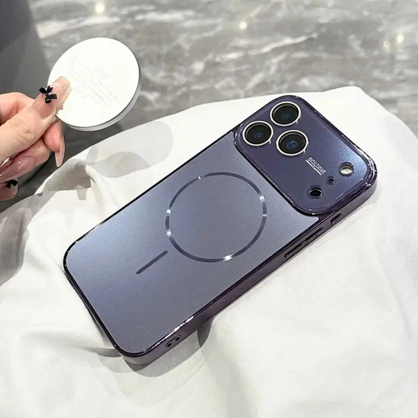 Luxury Plating Matte For Magsafe Wireless Charge Case For iPhone 17 16 15 14 13 Pro Max Magnetic Glass Lens Protection Cover