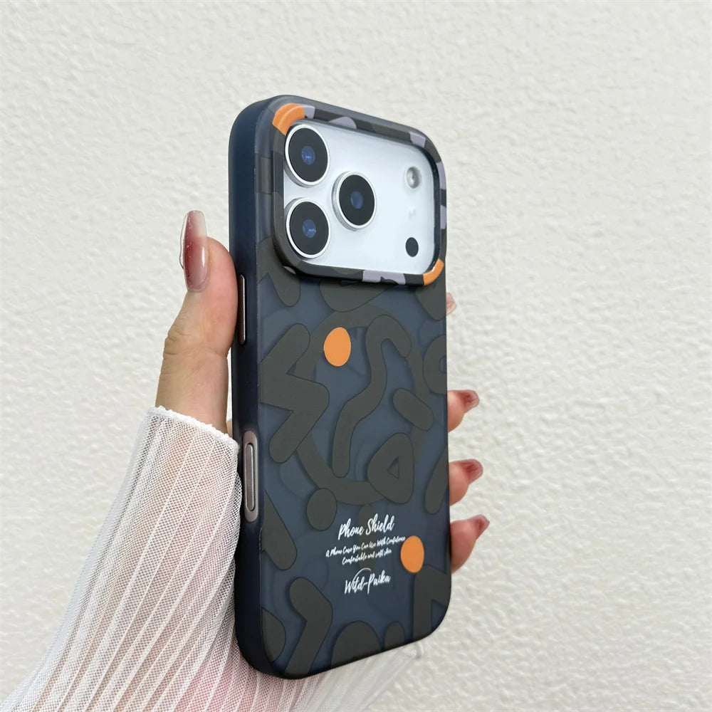 Graffiti Art Matte Case for iPhone 17 16 Pro Max MagSafe Magnets Charging Camera Shockproof Back Cover Silicone Para Phone Funda