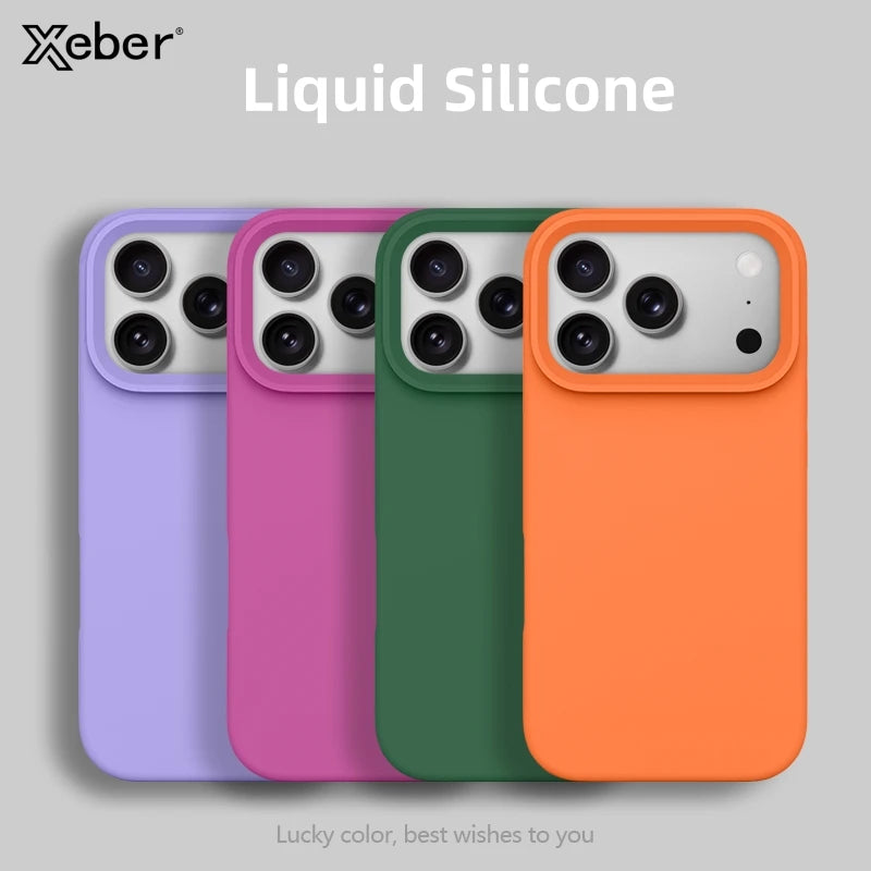 Original Liquid Silicone Matte Phone Case For iPhone 17 16 15 14 13 12 11 Pro Max Plus Solid Color Protection Soft Back Cover