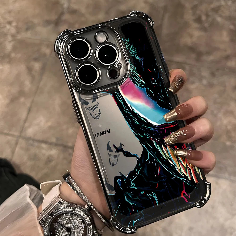 Cool Spiders Mans Venoms Plating Phone Case For Samsung S26 S25 S24 S23 S22 S21 FE Note20 Edge Plus Ultra 4G 5G Anti Fall Airbag