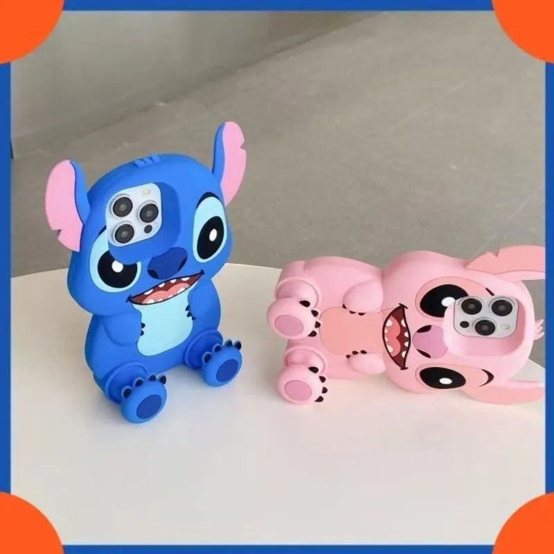 Disney Cute 3D Cartoon Big Ears Stitch Silicone Phone Case Suitable for iPhone 16 15 14 13 12 11 Pro Max Plus XR XSMAX 7 8 Plus