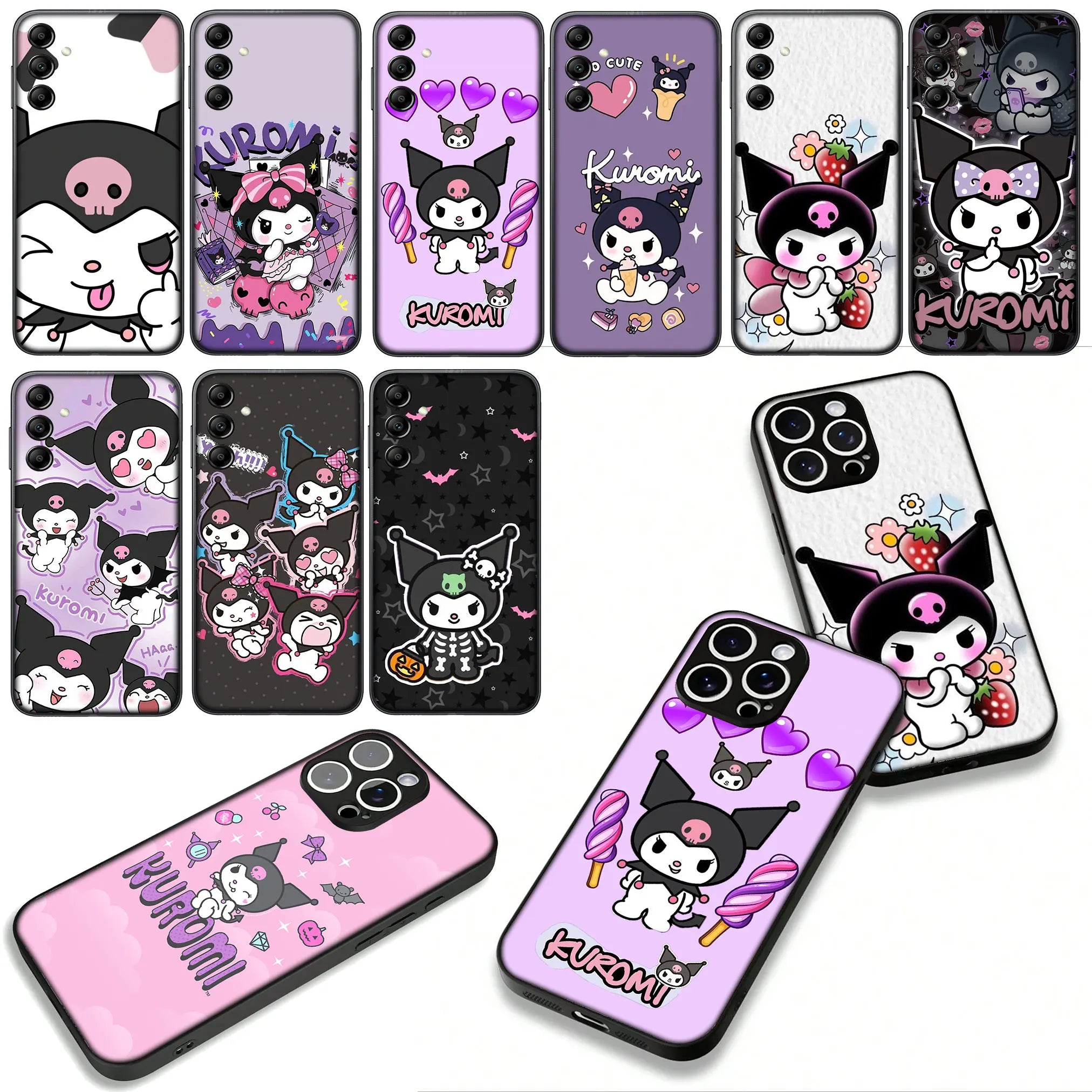 Cover for Samsung Galaxy A36 A17 A26 A07 A35 A54 A53 A13 A33 A34 S8 S9 S20 S21 FE S10 Plus Phone Case Wallpaper Kuromi Lovely