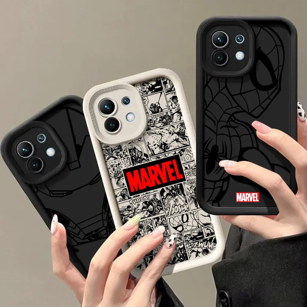 Marvel Line Ironman Spiderman Art Phone Case for Xiaomi Mi13T 14 14T 15 15T Pro 17 Ultra Poco M7 M8 F8 F7 X6 X7 X8 Pro Max Cover
