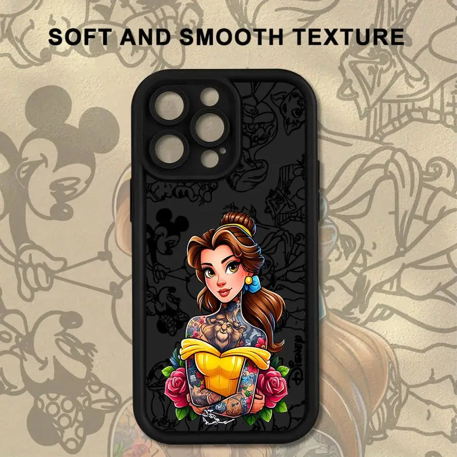 Disney Tattoo Princess Phone Case for iPhone 17 Pro Max 13 12 11 16e XS XR 17e 17 Air 15 16 14 Plus Soft Cover