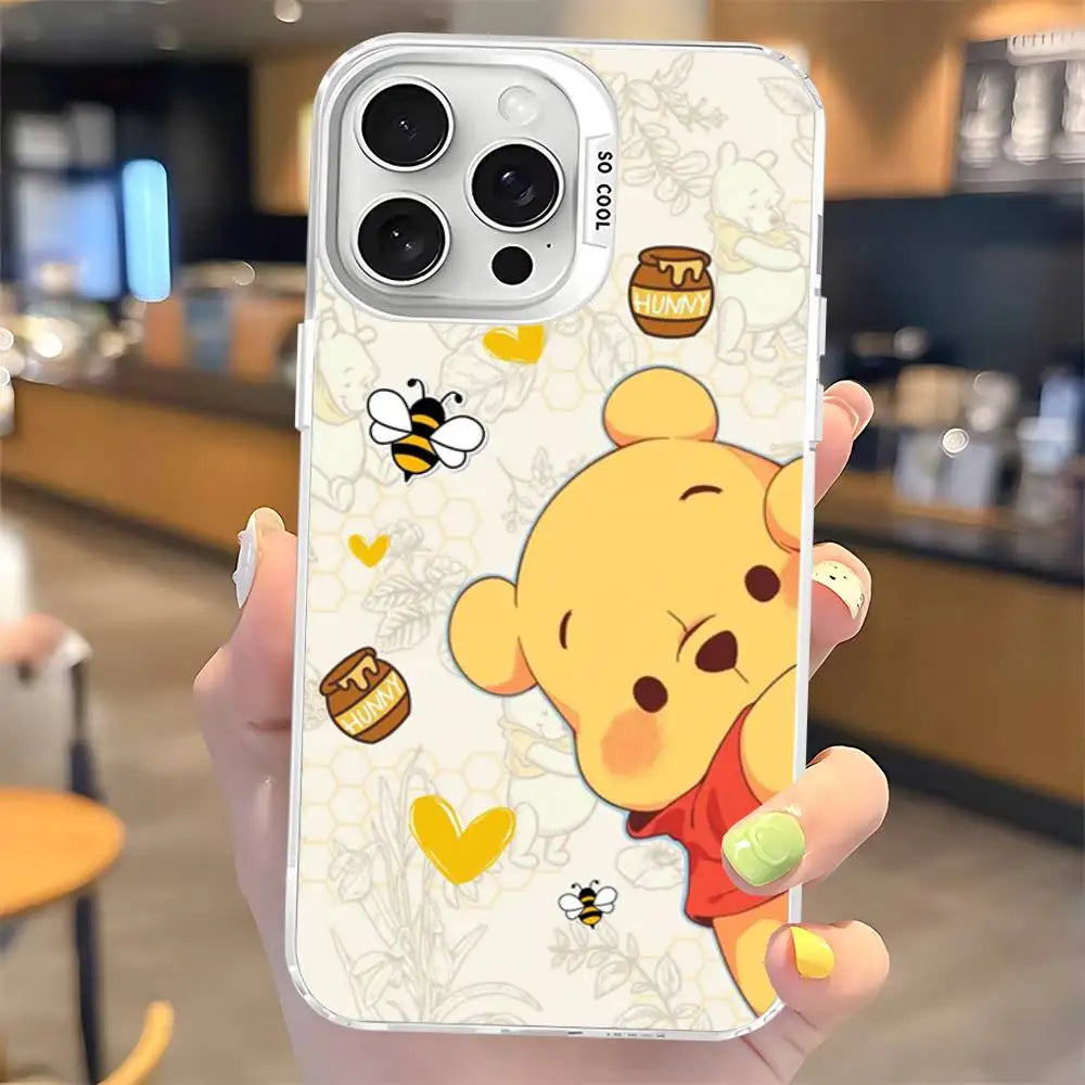 Winnies The Poohs Bear Phone Cover For IPhone 16 15 14 13 12 11 17 Pro Max Plus Color Silver Shell