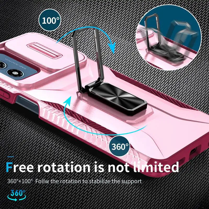 Military Grade Ring Holder Case For Motorola Moto G Play 4G 2024 Cases MotoG Play 4G 2024 Heavy Duty Camera Lens Slide Cover