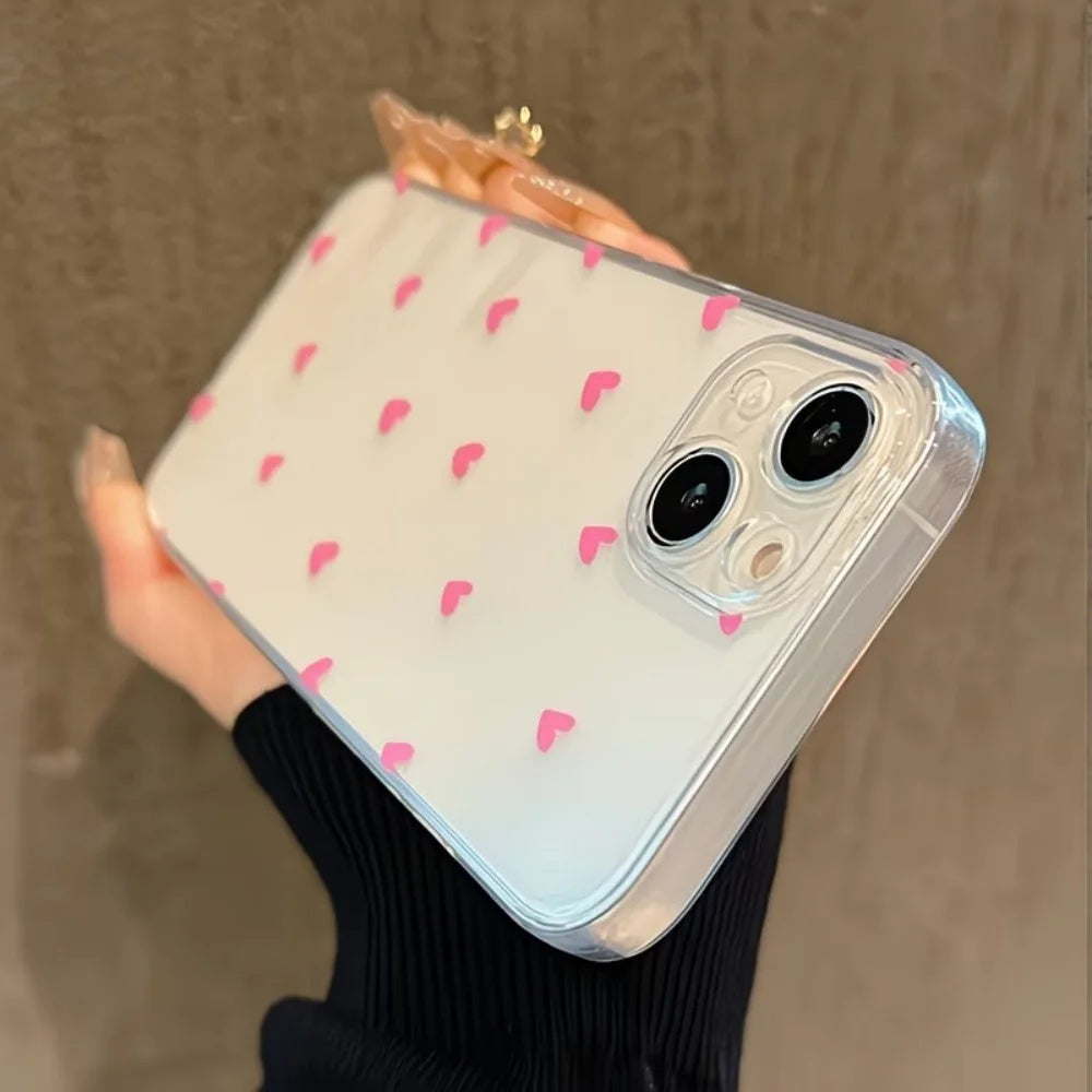 Lucky Heart-Shaped Soft Anti-Fall Clear Phone Case For iPhone 17 16 15 14 13 12 11 Pro Xs Max 8 Plus Mini Air X XR 17e 16e Cover
