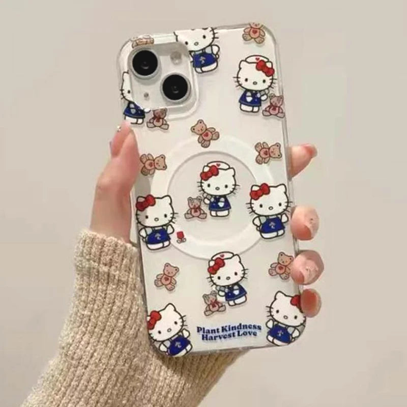 Hot Luxury Hello Kittys Magnetic Phone Case for iPhone 17 16 15 14 13 12 11 8 7 Air Plus Pro Max X XR XSMax Soft Clear Tpu Cover