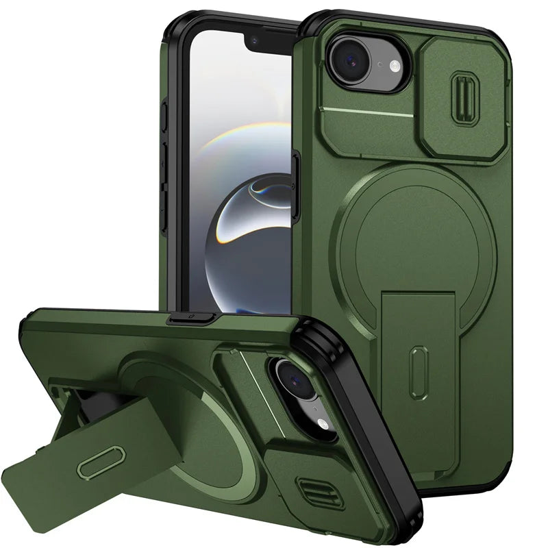 Armor Shockproof Case For Apple iPhone 17e 16e Cover Magnetic Wireless Chraging Fold Stand Shell Fundas