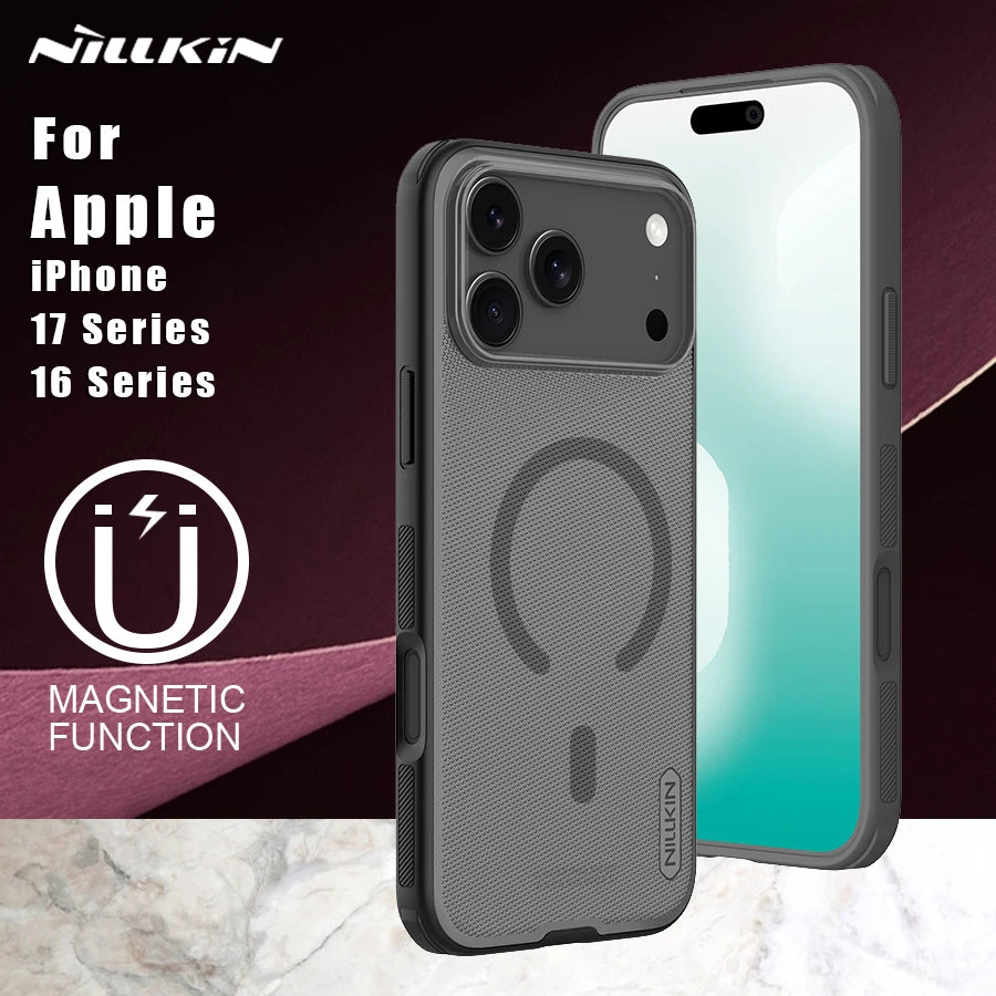 Nillkin For iPhone 16 17 Pro Max / Air 16e Magnetic Case Super Frosted Pro Magsafe TPU+PC Protection Back Cover For iPhone Air