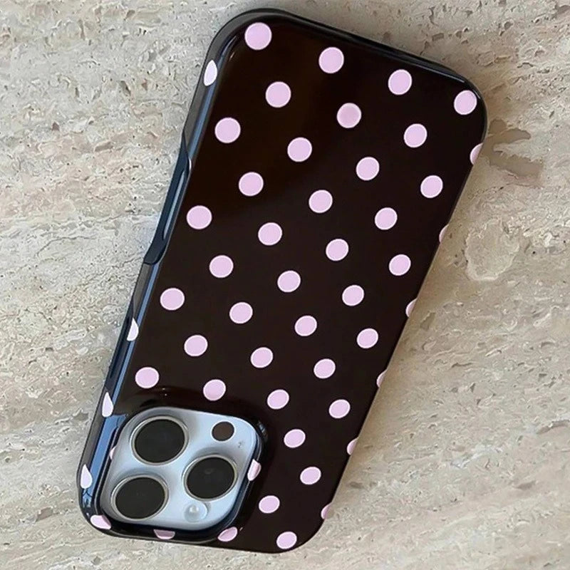 Jelly black polka dot TPU phone case suitable for iPhone 17 16 15 14 13 12 11 Pro/Max/Plus anti drop and shockproof back cover
