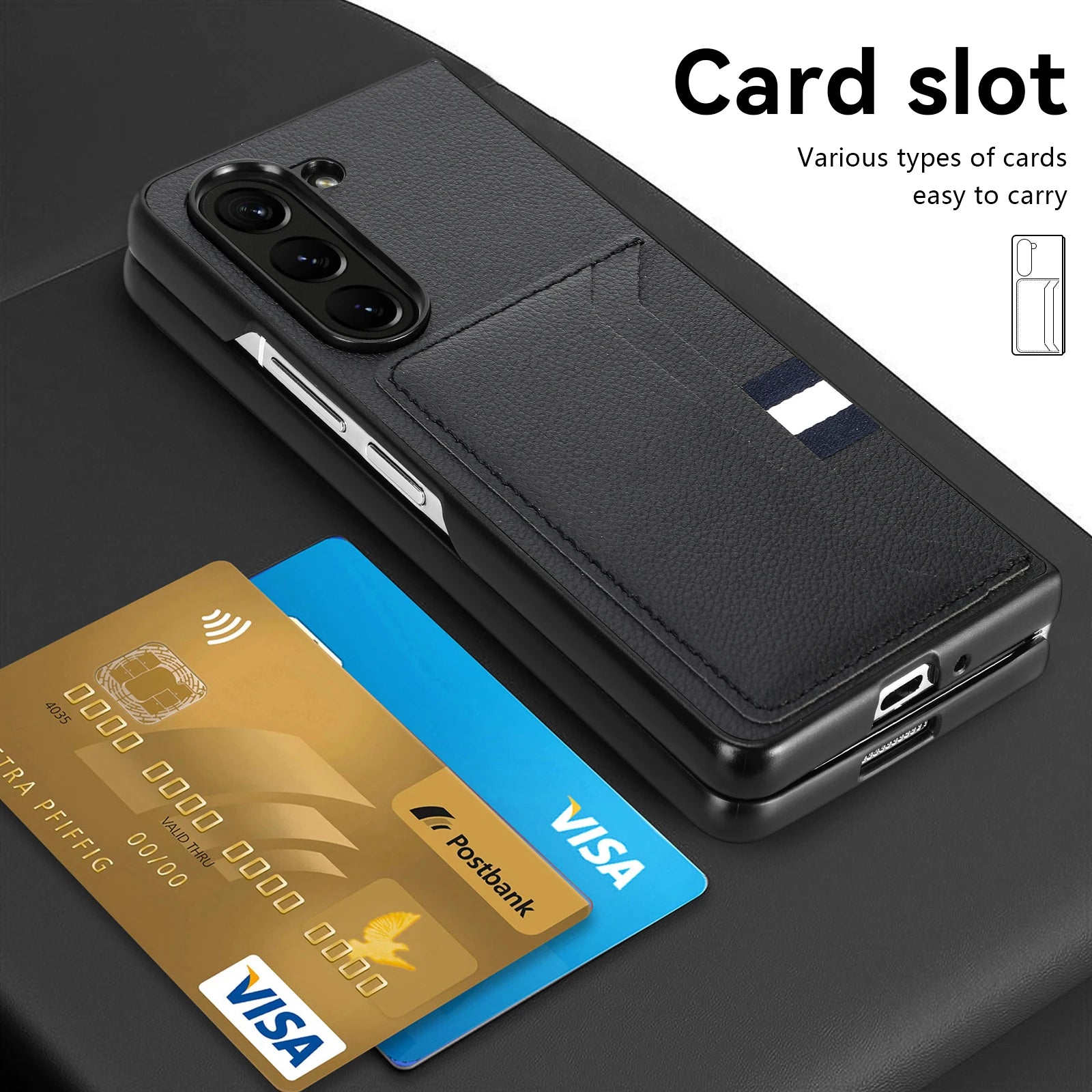 Card Holder Case for Samsung Galaxy Z Fold 7 6 5 fold7 fold6 Fold3 Fold2 Fold5 Fold4 Fold 3 2 4 Leather Mobile Phone Bag Cases