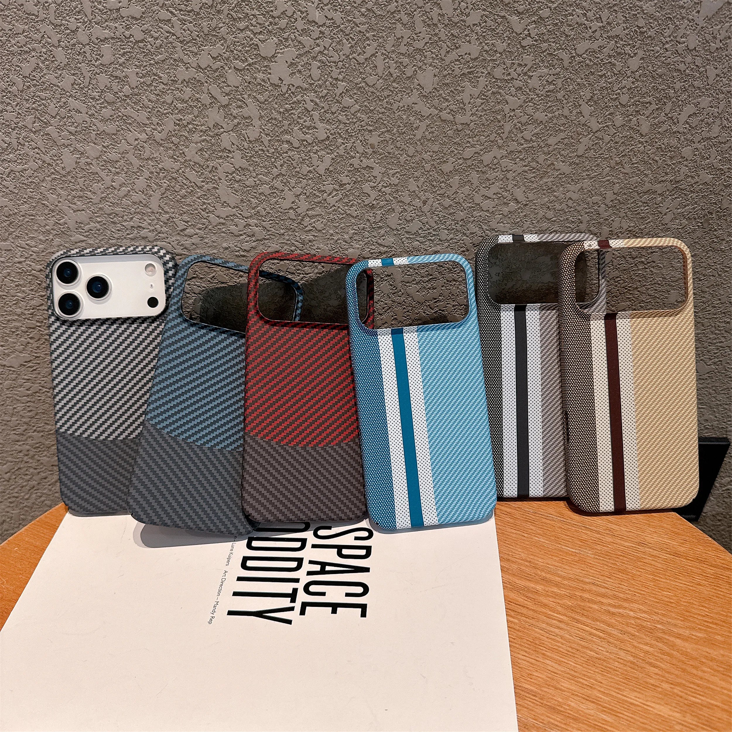 Luxury Ultra Thin Carbon Fiber Kevlar Texture Case For iPhone 17 Air 16 15 14 Plus 13 12 Pro Max Full Frame Bumper Hard PC Cover
