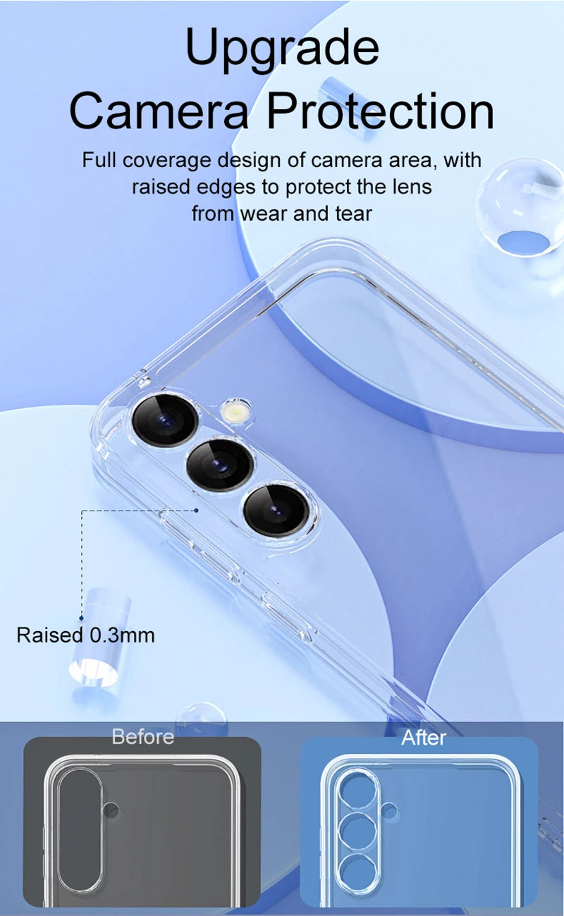 Full Camera Protection Silicone Soft Case For Samsung Galaxy S24 S23 S21 FE S22 Plus A14 A34 A54 Ultra Thin Clear Case Cover TPU