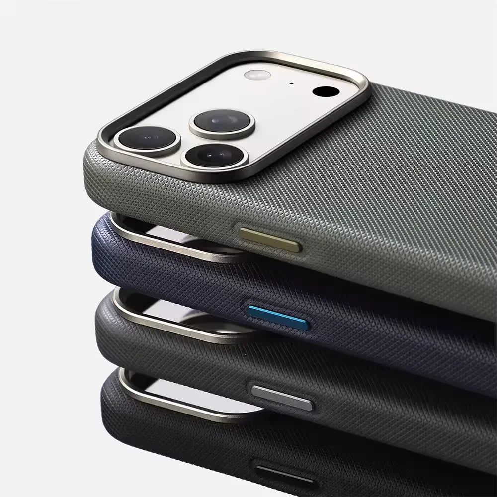 Luxury Diamonds Texture For Magsafe Leather Case For iPhone 17 Pro Max 16 15 14 13 Alloy Lens Wireless Charge Accessories Cover
