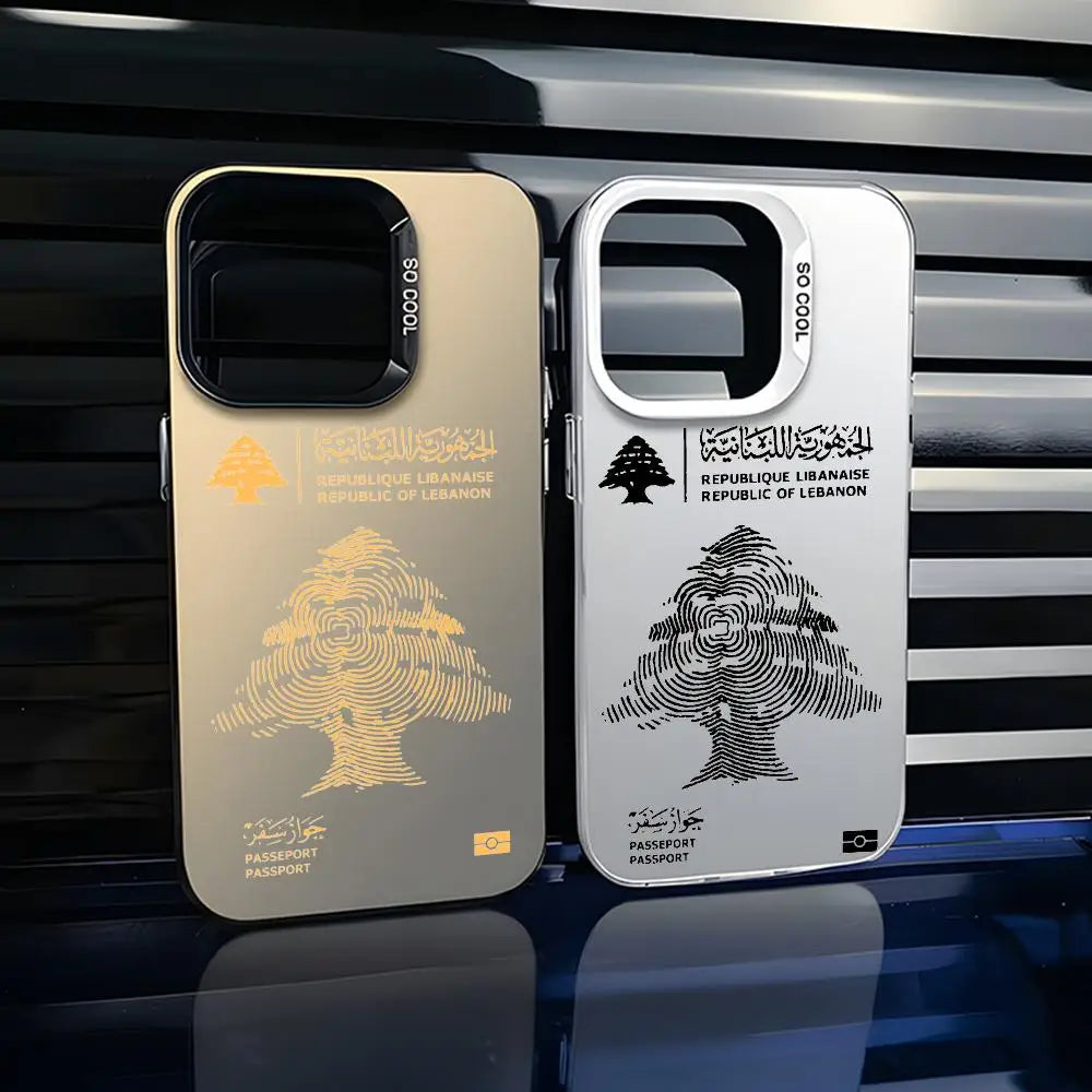 L-Lebanon Passport Phone Case iPhone 17 16 15 14 13 12 11 Pro Max Colorful Silver TPU Case Slim Shockproof