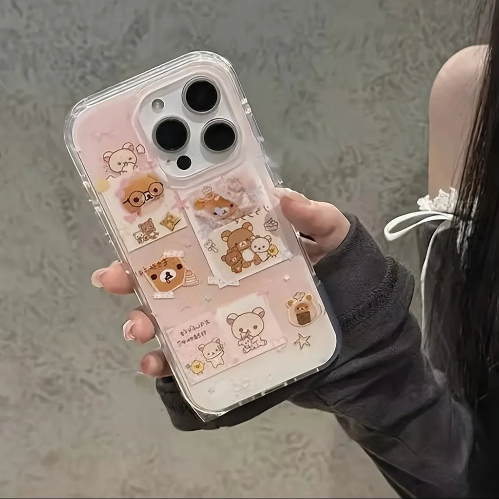 Cute Bear Cartoon Feather Texture Phone Case for Huawei Honor 400 200 X6a X8b X7a X9a X7b X8a X9 X8 X7 Smart Plus Lite Pro 4G 5G