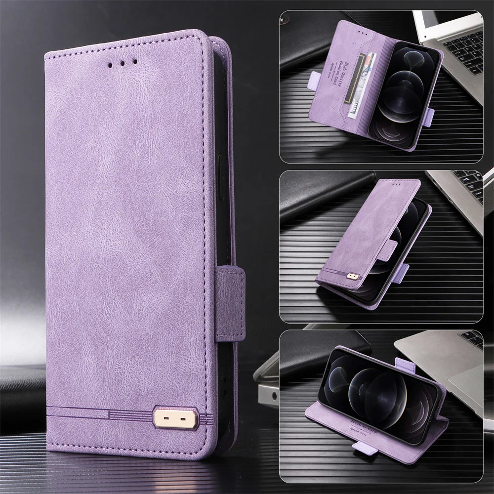 Luxury Flip Leather Slot Card Holder Wallet Phone Case For Samsung Z Fold 7 6 5 4 3 2 fold6 fold4 fold3 fold2 Shockproof Cover