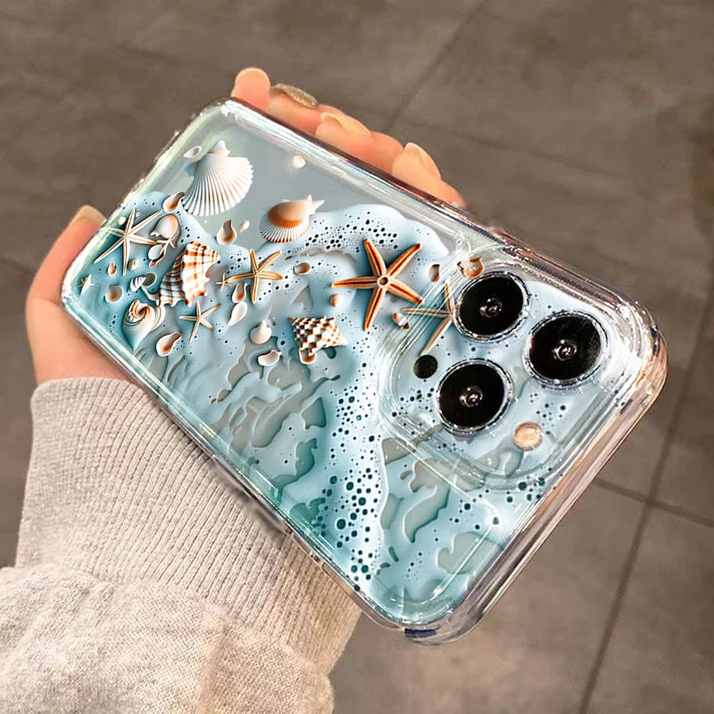 Beach Shell Phone Case for Xiaomi Redmi 12 13 12C 13C 14C Redmi Note 15 Pro Plus 5G 14 13 12 11 10 Transparent Soft Bumper Cover