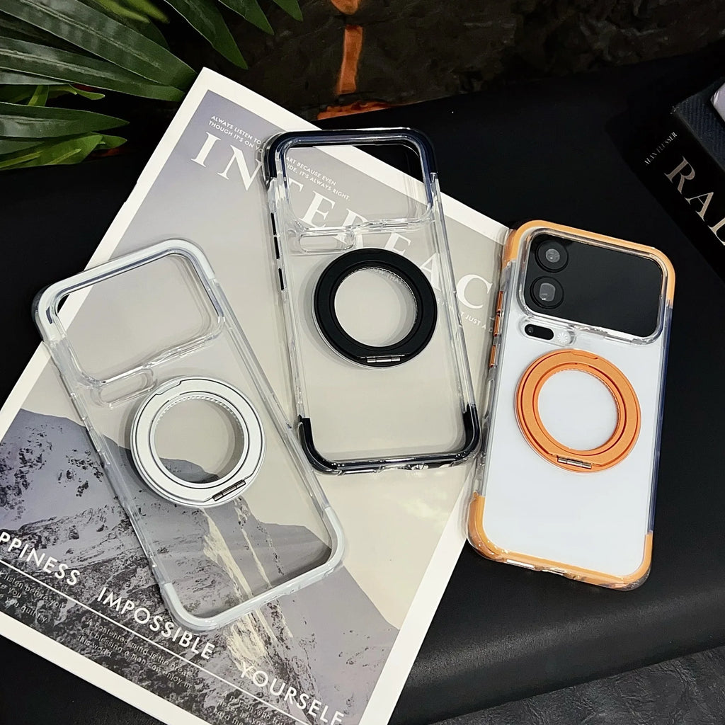 360° Rotation Ring Stand Magnetic Clear Case For Xiaomi 17 Pro Max  Anti-drop Shockproof for Magsafe Transparent Protective