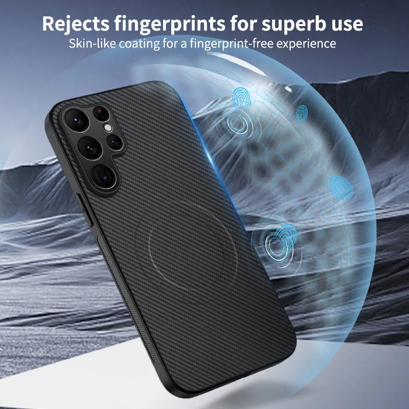 Carbon Fiber Texture Wireless Charging Magnetic Case For Samsung Galaxy S26 Ultra S26Plus 5G ShockProof Phone Cover