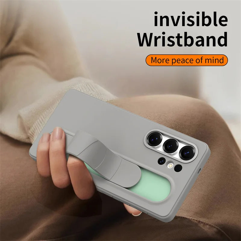 For Samsung Galaxy S24 Ultra S25 Ultra S23 Plus S26 S22 Smart Silicone Wristband Phone Case Multifunctional TPU Protective Cover